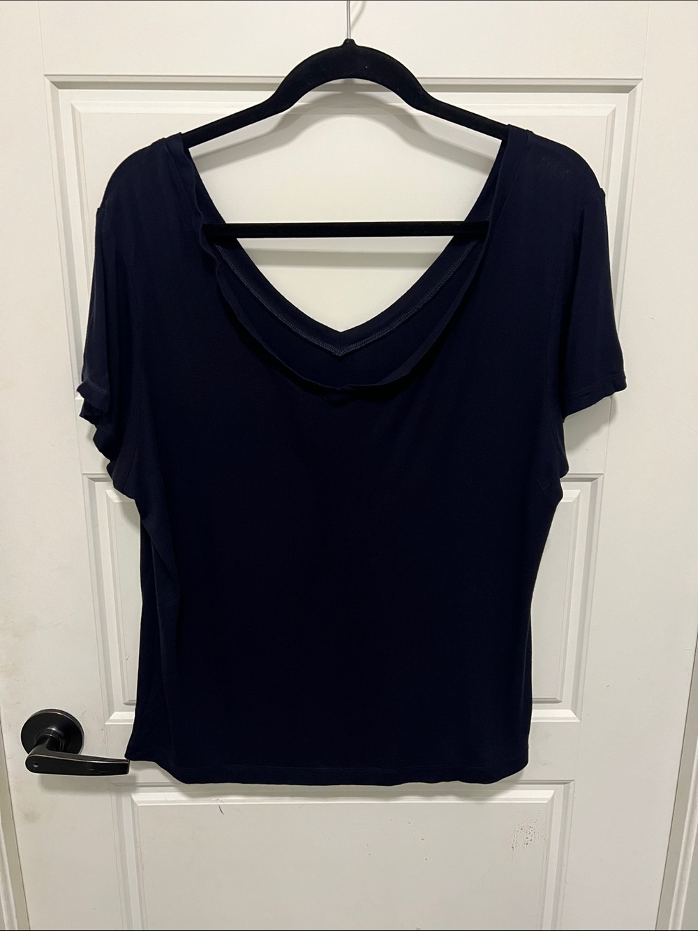 CAbi Navy V-Neck Short Sleeve Top - Picture 5 of 5